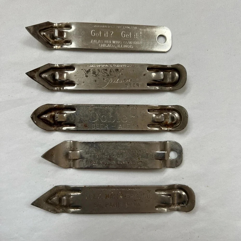 Beer Can Bottle Openers Lot of 5 Yusay Dobler Hamm's Meister Brau Atlas Prager